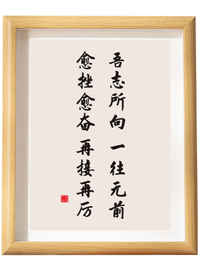 吾志所向一往无前书桌入户玄关摆件座右铭字画相框书法摆台装饰画