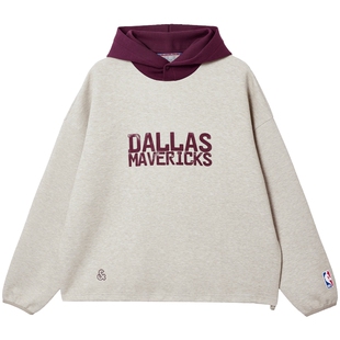 【NBA联名款独行侠队】杰克琼斯男装春季卫衣上衣撞色连帽廓形