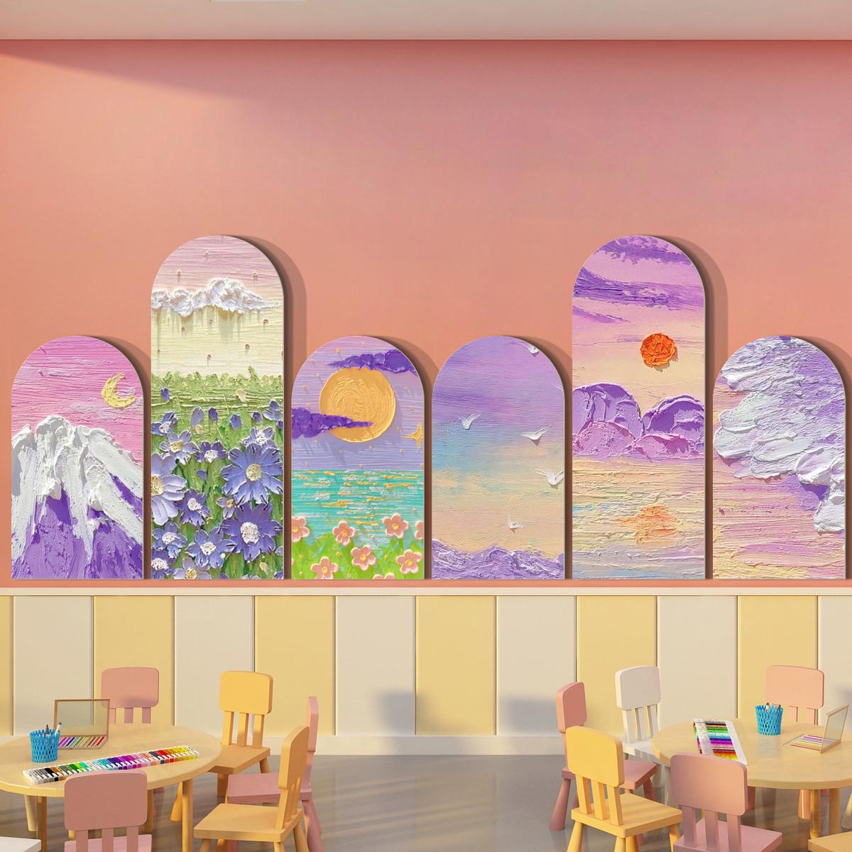 美术教室布置装饰画展氛围幼儿园文化墙面主题春天季机构环创成品