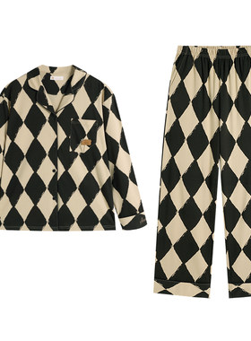 春秋季柔软棉情侣时尚家居服套装