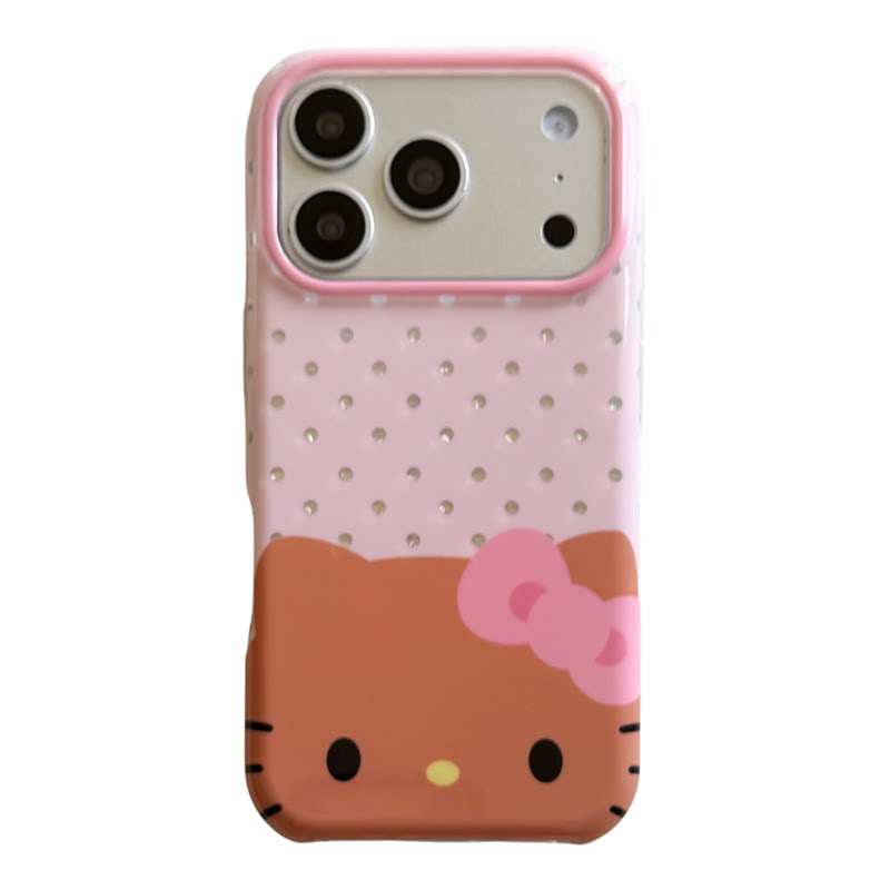 可爱波点黑皮猫咪iPhone手机壳