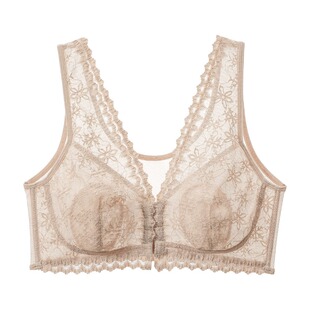 都市丽人大胸蕾丝内衣女大胸显小胸前扣聚拢收副乳防下垂超薄文胸