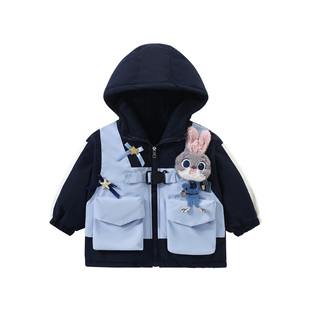 D.Bkyer童装女童冬装棉服朱迪兔子警官儿童衣服加绒棉衣棉袄外套