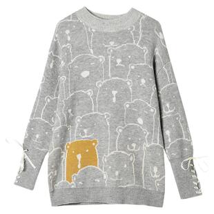 2025年冬Outlets正品 高端MS系列时髦绑带长袖上衣可爱套头毛衣女