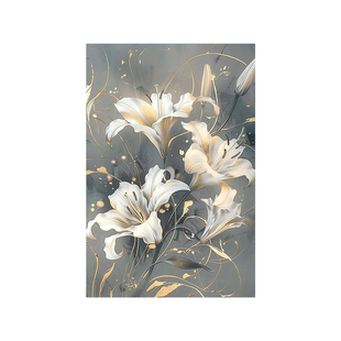手绘油画唯美百合花花卉印象画大芬村简约大气玄关装饰画客厅挂画