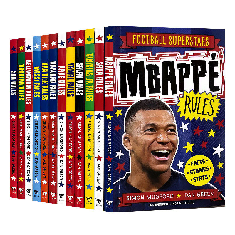 2026世界杯足球明星特辑12册英文原版 Football Superstars 梅西C罗哈里姆巴佩哈兰德孙兴慜插图章节故事书 世界杯球星名人传记