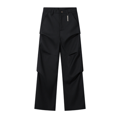 PMET立体多褶皱垂感微喇西裤