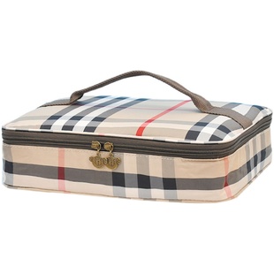 学生平放四格五格扁平饭盒袋横版长方形餐盒包儿童分割餐盘手提包