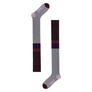 AR新中式古钱字纹过膝袜拼接长筒袜秋冬女显瘦靴袜a线AlmondRocks