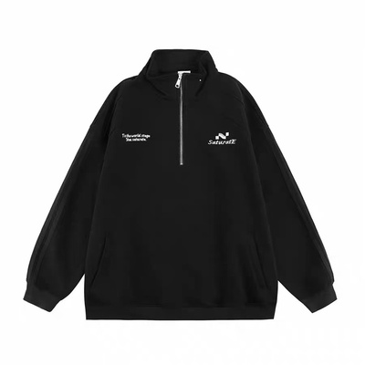 加肥加大码美式立领卫衣男士2025秋冬季新款潮牌重磅宽松上衣外套