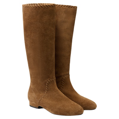 fed复古堆堆靴冬季新款女靴绒面长靴时装西部靴女款S1022-ZCA332