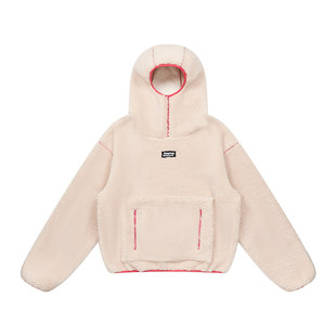 特惠6折起 EMPTY REFERENC撞色拉链口袋仿羊羔绒连帽卫衣套头外套