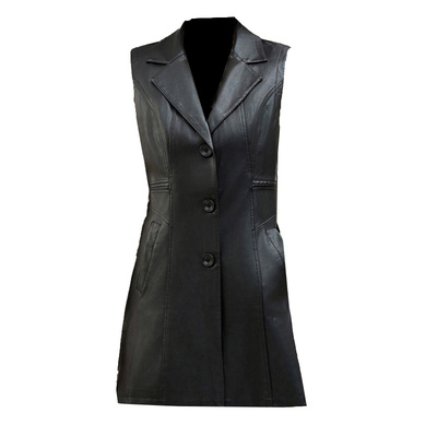 中年妈妈皮马甲中长款洋气高贵