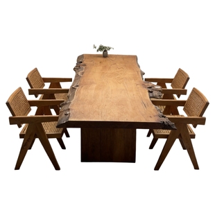 老樟木实木大板桌原木餐桌会议桌手工实木桌整块自然边茶桌工作台