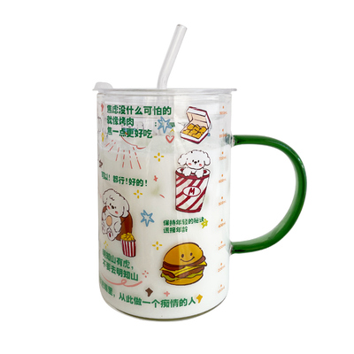 新款耐热玻璃吸管杯大容量牛奶杯