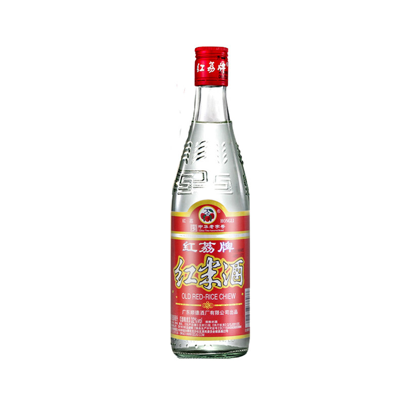 红荔牌红米酒500ml高度广东米酒出口顺德二曲酒白瓶装精纯酿尚品