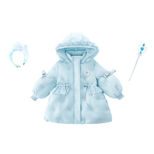 甜美可爱风女童艾莎公主羽绒服2025新款儿童卡通加厚保暖连帽外套