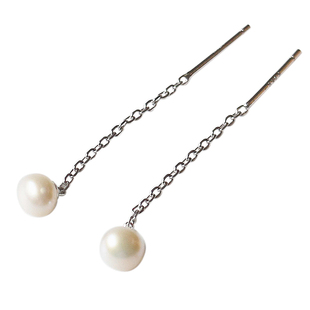 S925纯银简约耳线日韩时尚基础款天然淡水珍珠耳环养护耳洞日常款