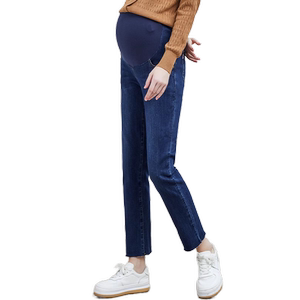 费雪孕妇牛仔裤春秋季外穿2024新款宽松老爹裤大码九分窄版直筒裤