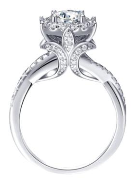 复古奢华豪镶花苞正品莫桑钻戒指