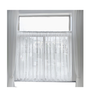 咖啡帘厨房蕾丝短帘美式纱帘半帘窗帘免打孔式安装魔术贴遮挡短款