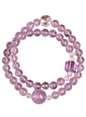 天然紫水晶手串手链女款九紫离火转运聚财手串补火叠戴双圈夏天