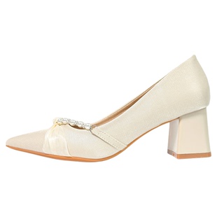 羊皮版dingyun丁允高跟鞋粗跟婚鞋绝美法式伴娘女鞋尖头单鞋气质