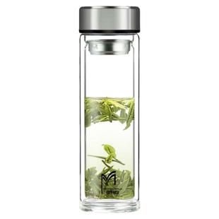 大容量双层隔热玻璃水杯男士带盖家用男泡茶杯茶水分离家用耐高温