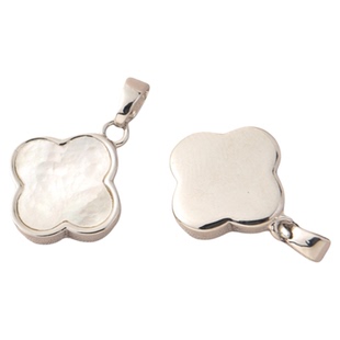 铜镀白金白贝含瓜子扣四叶草桃心吊坠手工diy颈链挂件五角星吊饰