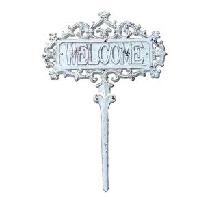 welcome铸铁花插 露台ins杂货花园花坛花盆装饰地插花架落地摆件