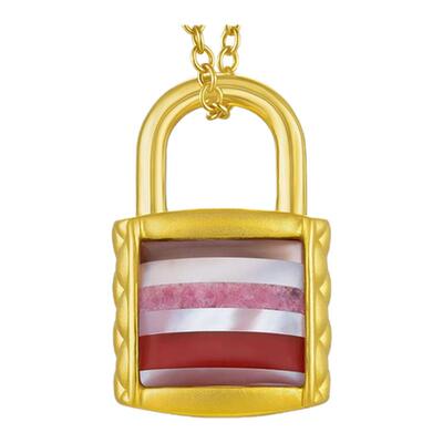 justgold镇金店Luster Lock情人锁黄金足金吊坠送女友1530971Y