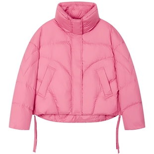 曼德诗短款羽绒服2025冬季新款时尚立领设计面包服蓬松保暖外套女