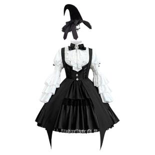 原创设计【晨曦魔女】Lolita不规则jsk裙姬袖衬衫魔法帽套装