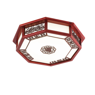 实木新中式吸顶灯led卧室灯仿古八角灯具灯饰中国风餐厅书房灯具