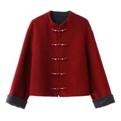 新中式国风双面羊毛大衣女