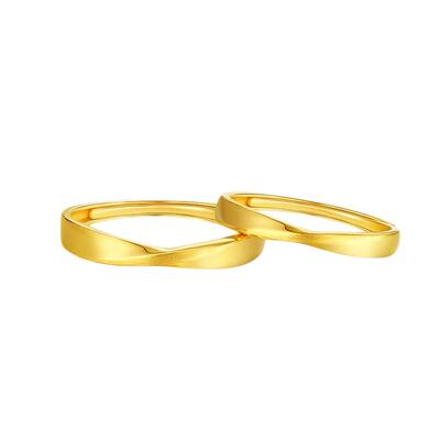 周大生黄金戒指莫比乌斯环足金情侣对戒结婚手饰送男女友生日礼物