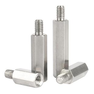 304不锈钢单头六角螺柱隔离柱阴阳柱单通支撑内外牙连接铜柱螺丝