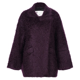 LYNEE【金标 紫气东来】贵气轻奢马海毛紫色大衣女冬保暖宽松外套