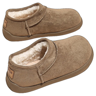 三福真皮小土豆勃肯鞋雪地靴女2025冬季新款厚底加绒加厚保暖棉鞋