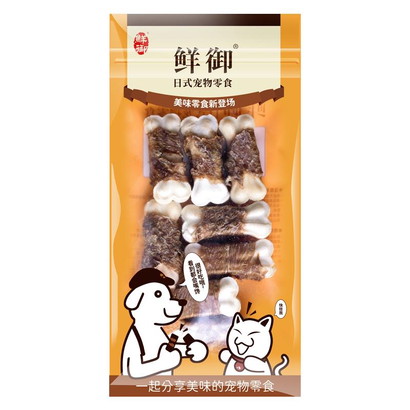 【鲜御】宠物狗狗零食 鸭肉牛皮小骨头 狗狗磨牙鸭肉零食80g/袋