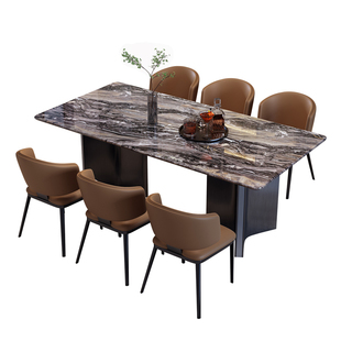 轻奢高级感大理石餐桌椅客厅现代简约2025新款吃饭长方形桌子家用