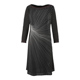 [精英衣橱]LIANGNUO靓诺放射线条收腰连衣裙女春秋中长裙LL23137A