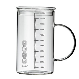 玻璃杯茶杯大容量1L透明水杯家用喝水杯子男办公室超大带盖把手