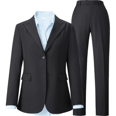 海澜之家戗驳领黑色弹力西服套装