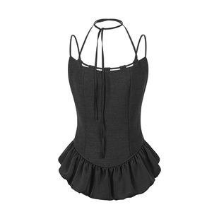 无以幻象 WUYIHUANXIANG 泡泡摆双吊带抹胸