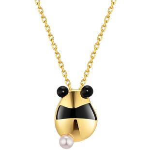 【低至5折】CIRCLE珠宝熊猫系列天然黑玛瑙akoya海水珍珠项链萌宠