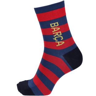 Tabio×巴萨联名限量款袜子男秋冬透气高弹红蓝条纹中筒运动休闲