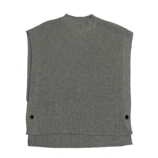 依麦融绒 女士圆领针织衫2024秋冬一粒扣马甲女装