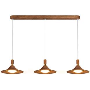 箭牌中古风餐厅吊灯复古飞碟灯胡桃木吧台卧茶室饭厅餐桌三头灯具