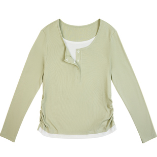 哺乳上衣t恤孕妇装春季新款外出辣妈打底衫潮妈喂奶月子服假两件